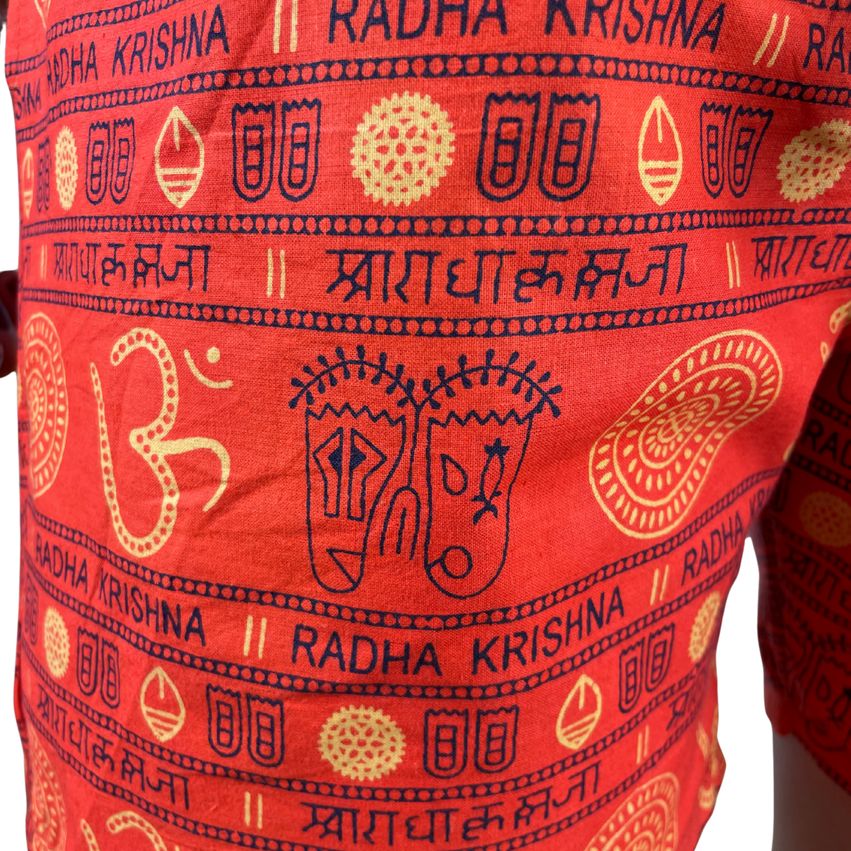 Kurze Sommerhose Orange Om Zeichen Shorts indische Kleidung fair gehandelt