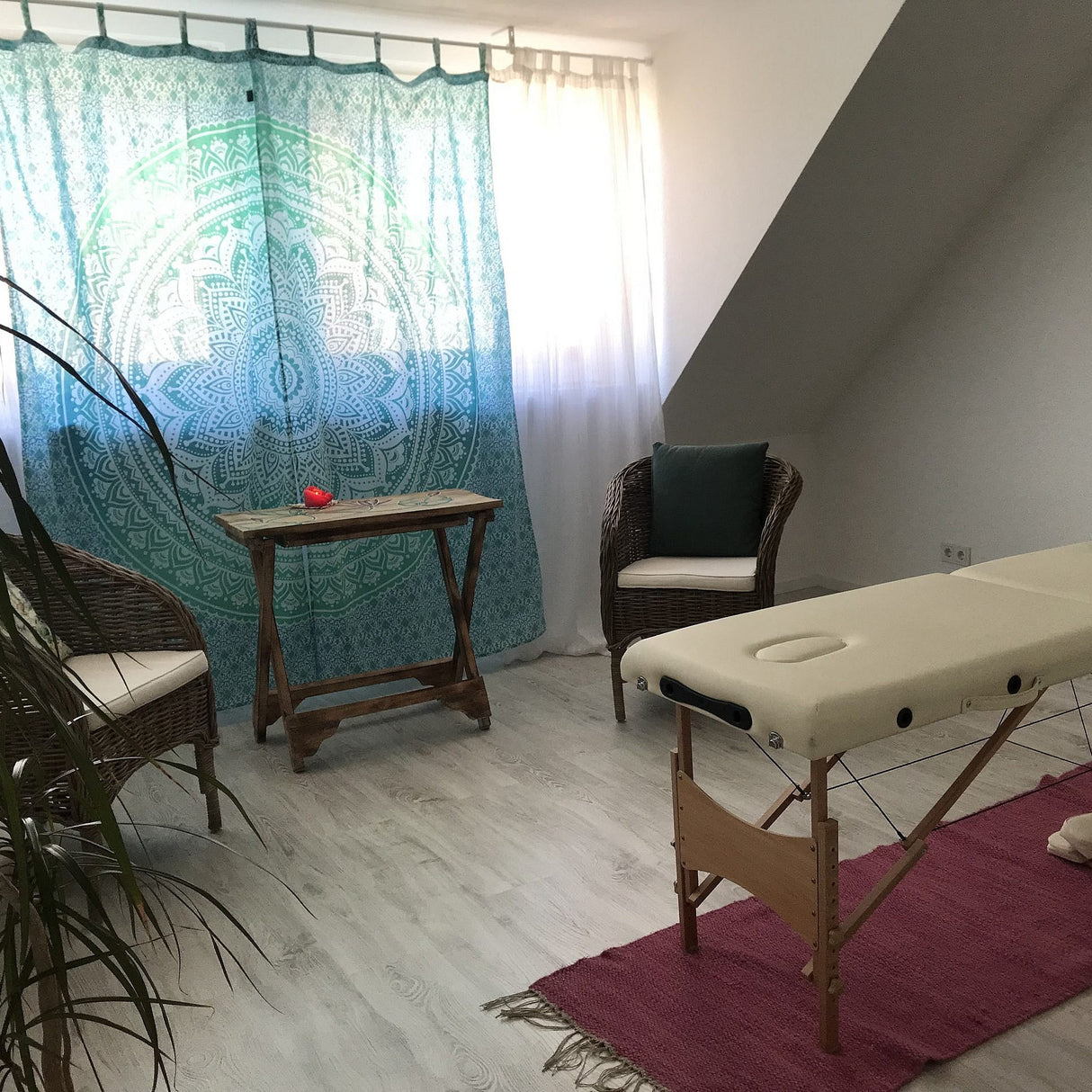 Mandala Vorhang Ombre in türkis mit Schlaufen