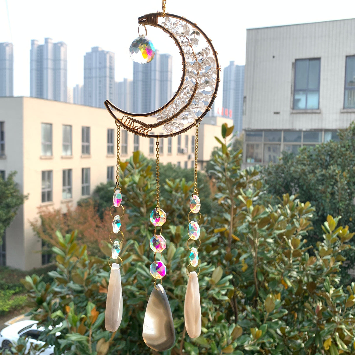 Sonnenfänger Bergkristall Mond 27 cm