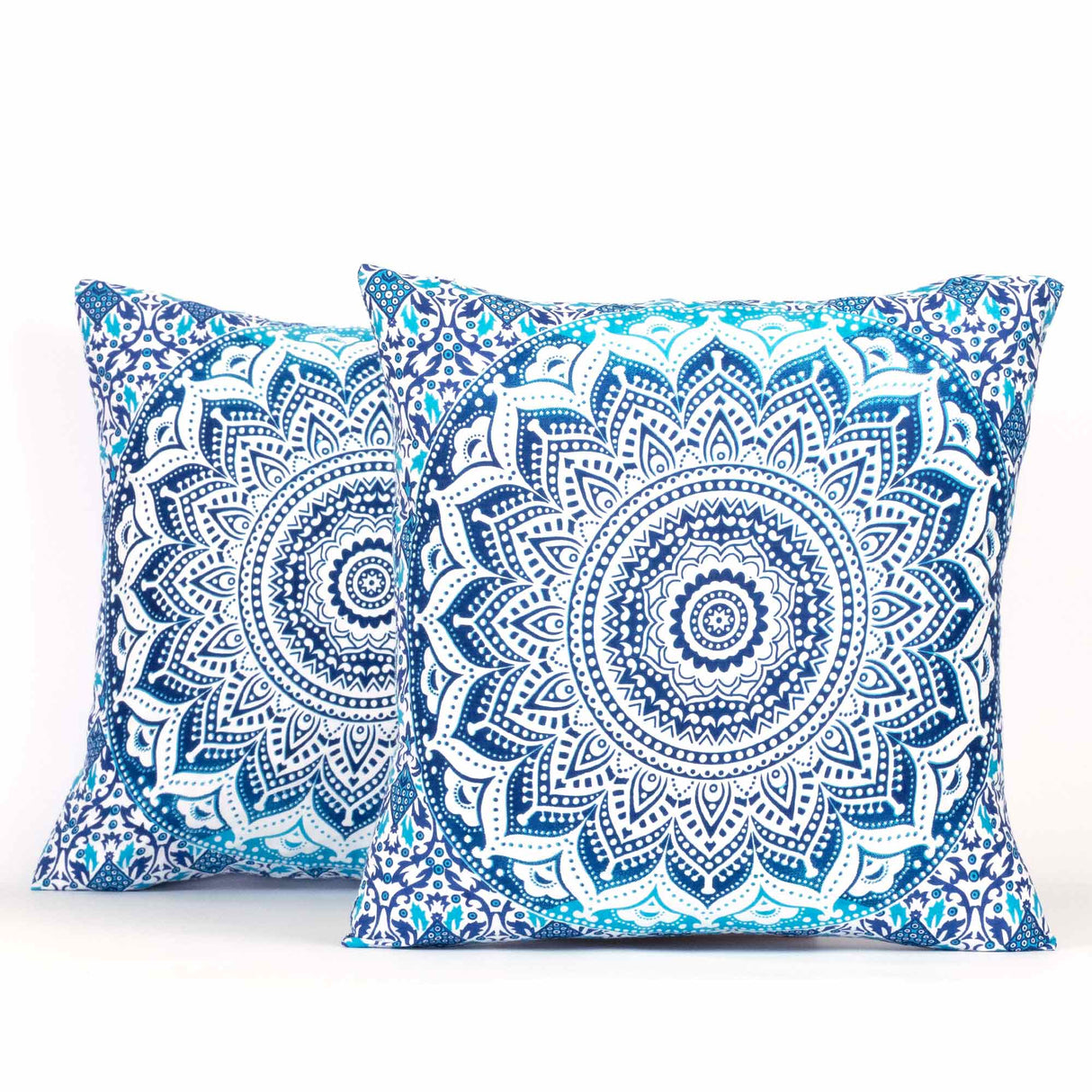 Vorhang & 2 Kissen | Ombre Mandala blau