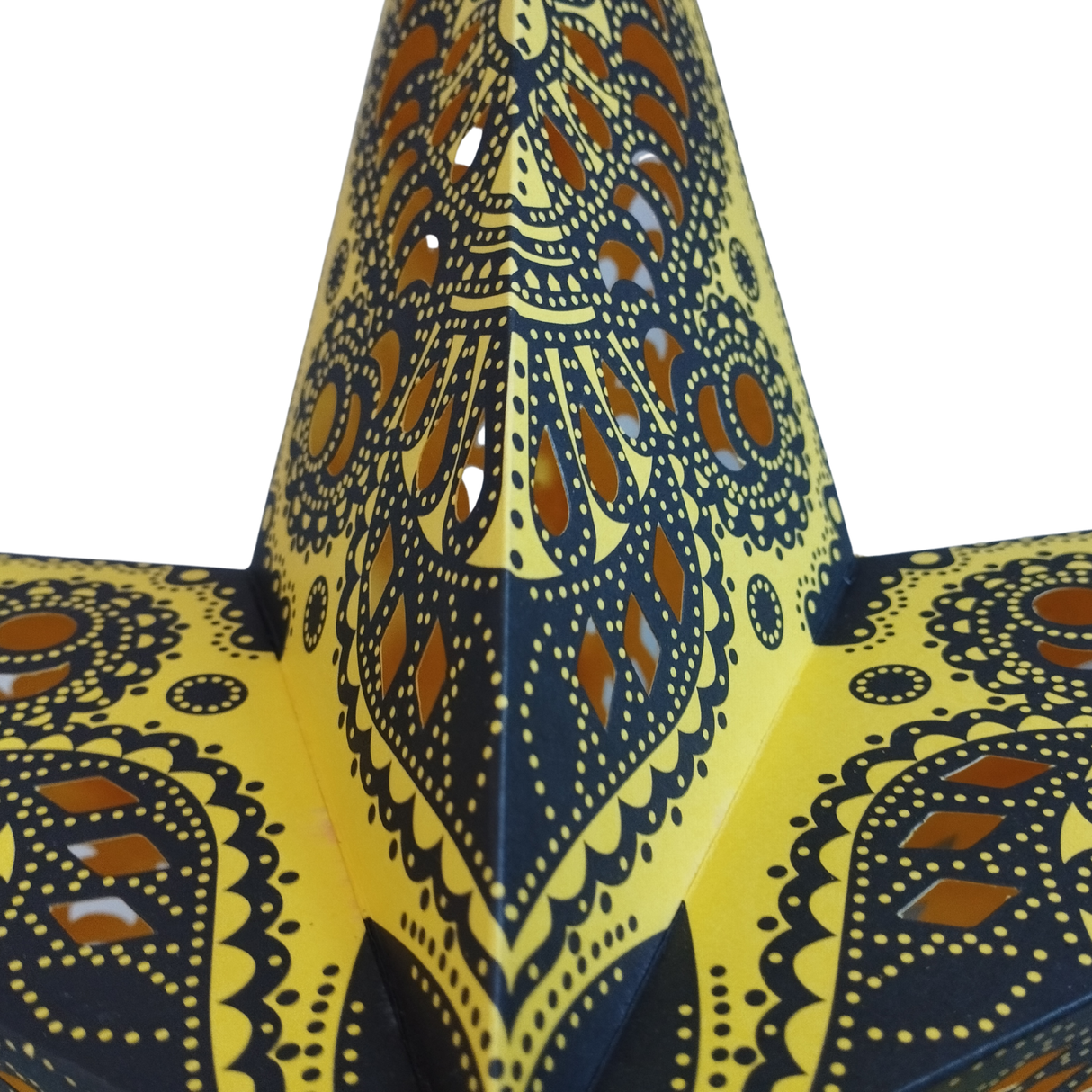 Papierstern Mandala Gelb Schwarz