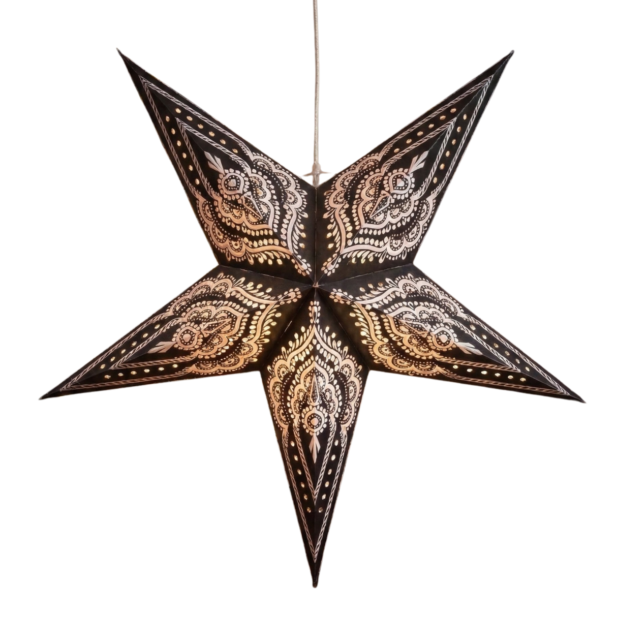 Papierstern Mandala Schwarz Weiß