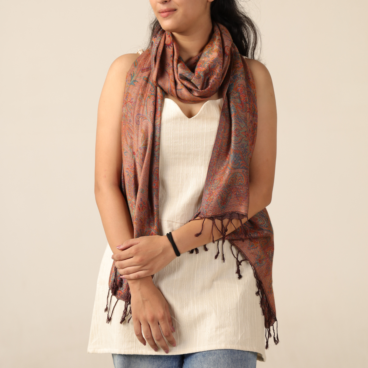 Pashmina Schal Kupfer mit Paisley Muster