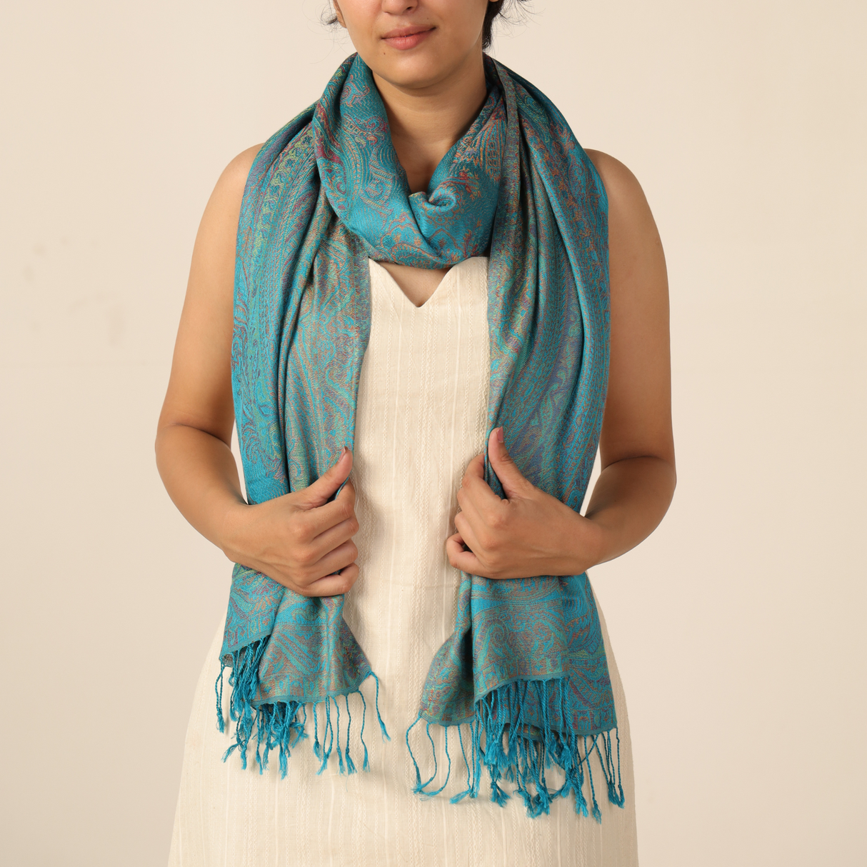 Pashmina-Schal Türkis mit Paisley-Muster – Leichtigkeit trifft Eleganz