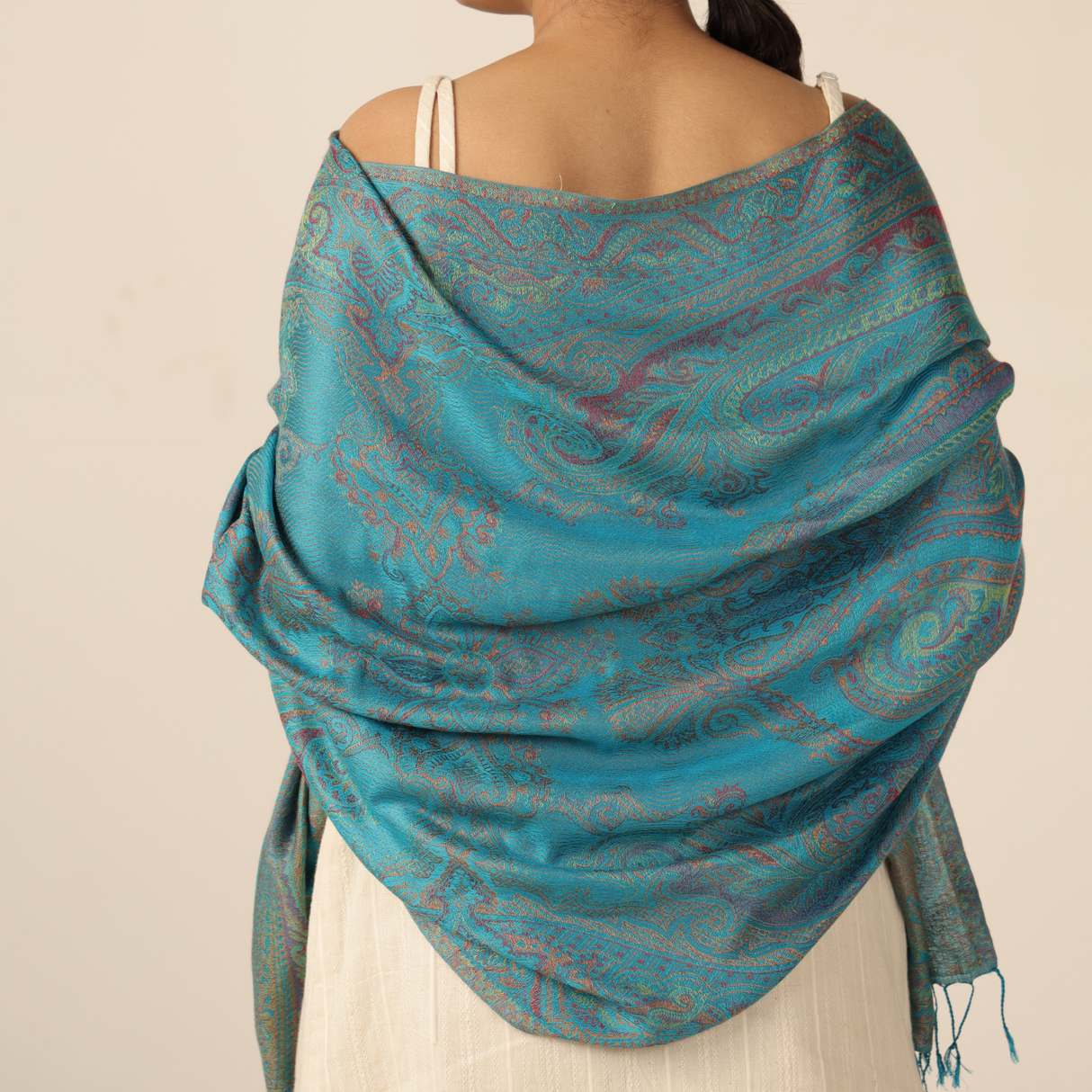 Pashmina-Schal Türkis mit Paisley-Muster – Leichtigkeit trifft Eleganz