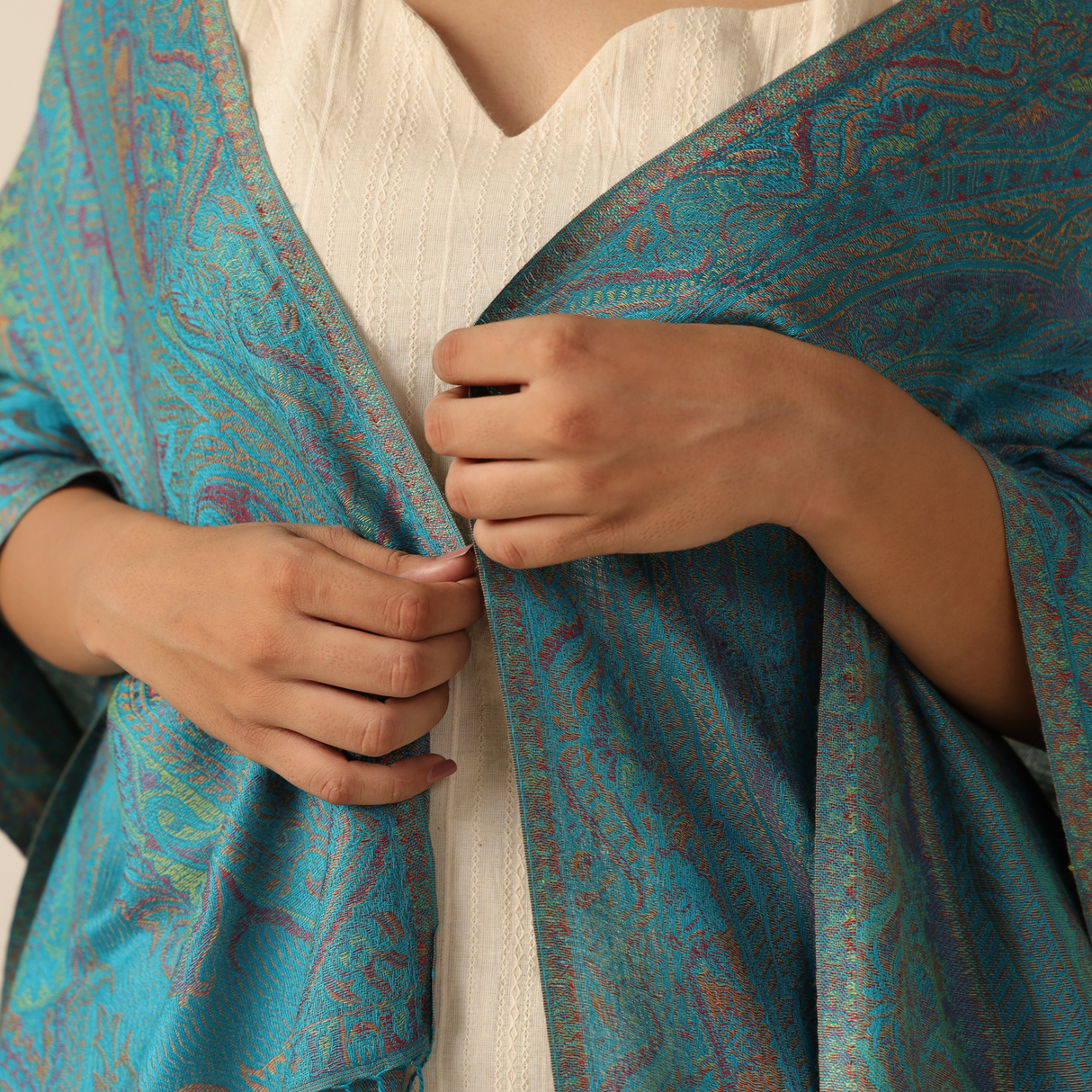 Pashmina-Schal Türkis mit Paisley-Muster – Leichtigkeit trifft Eleganz