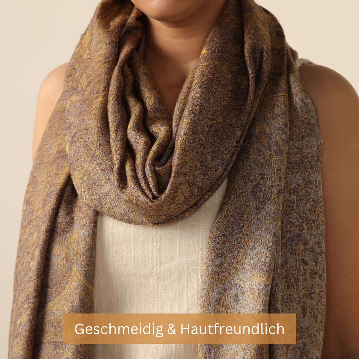 Pashmina-Schal Braun mit Paisley-Muster