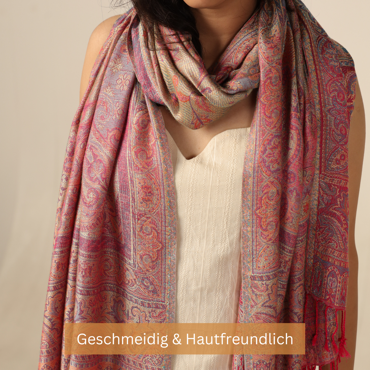 Pashmina-Schal Rosa mit Paisley-Muster