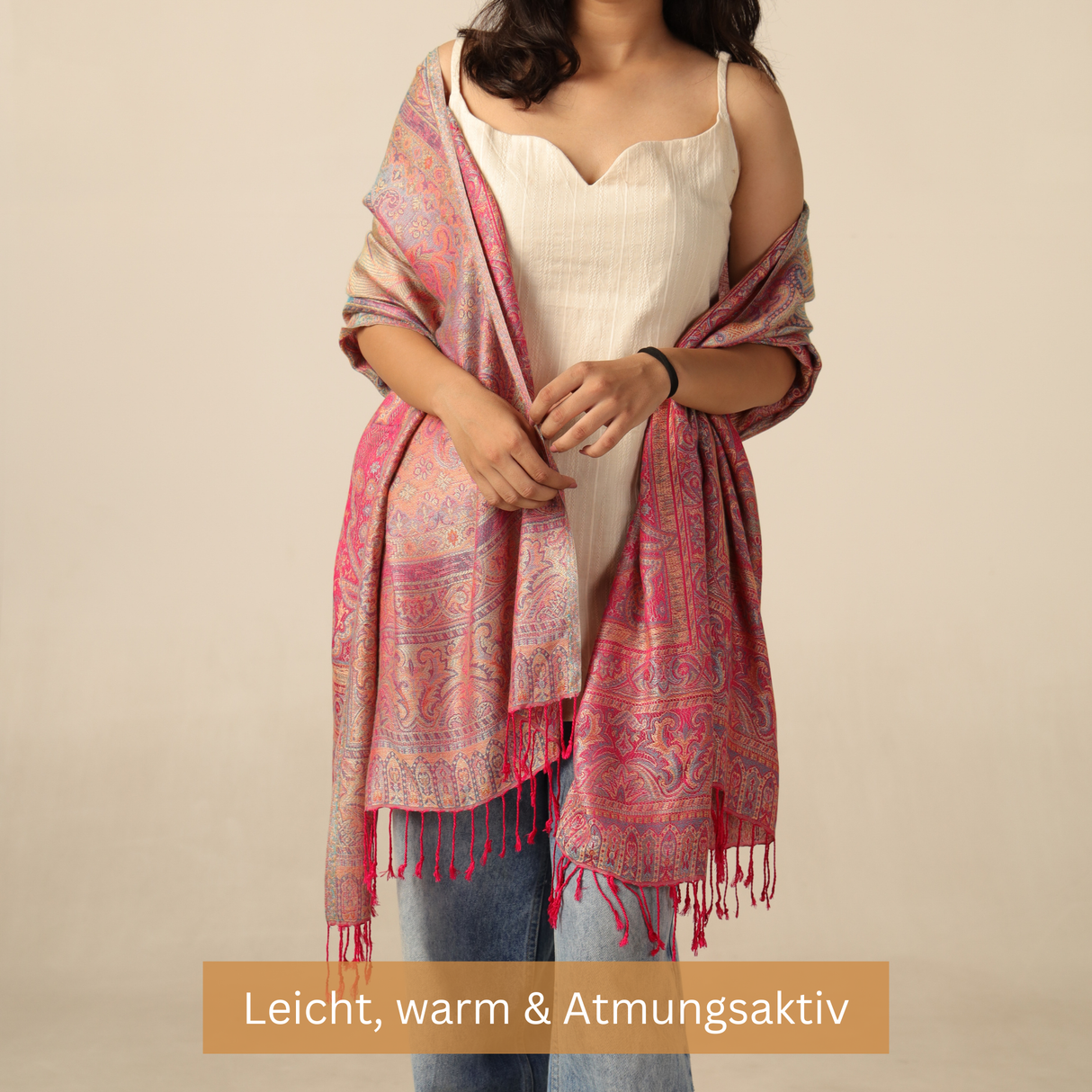 Pashmina-Schal Rosa mit Paisley-Muster