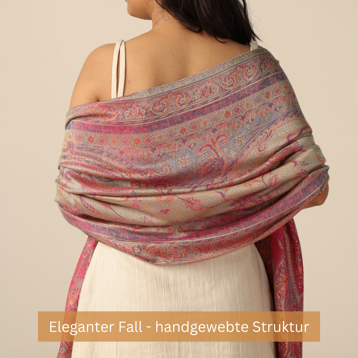 Pashmina-Schal Rosa mit Paisley-Muster