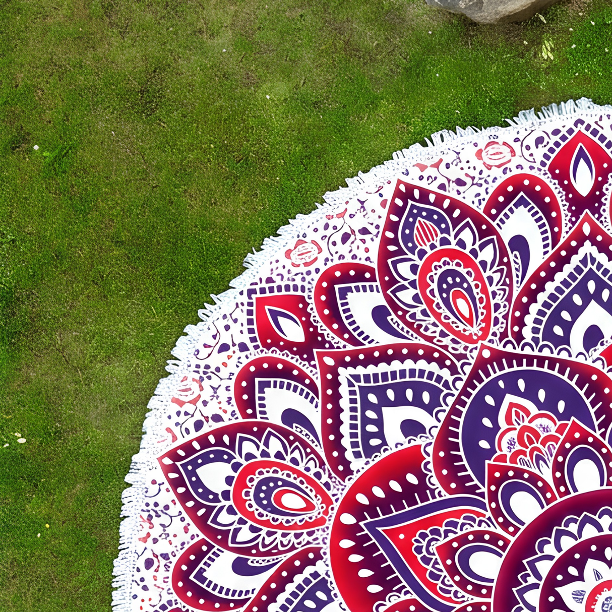 Rundes Mandala Tuch Lotus Blüte rosa lila