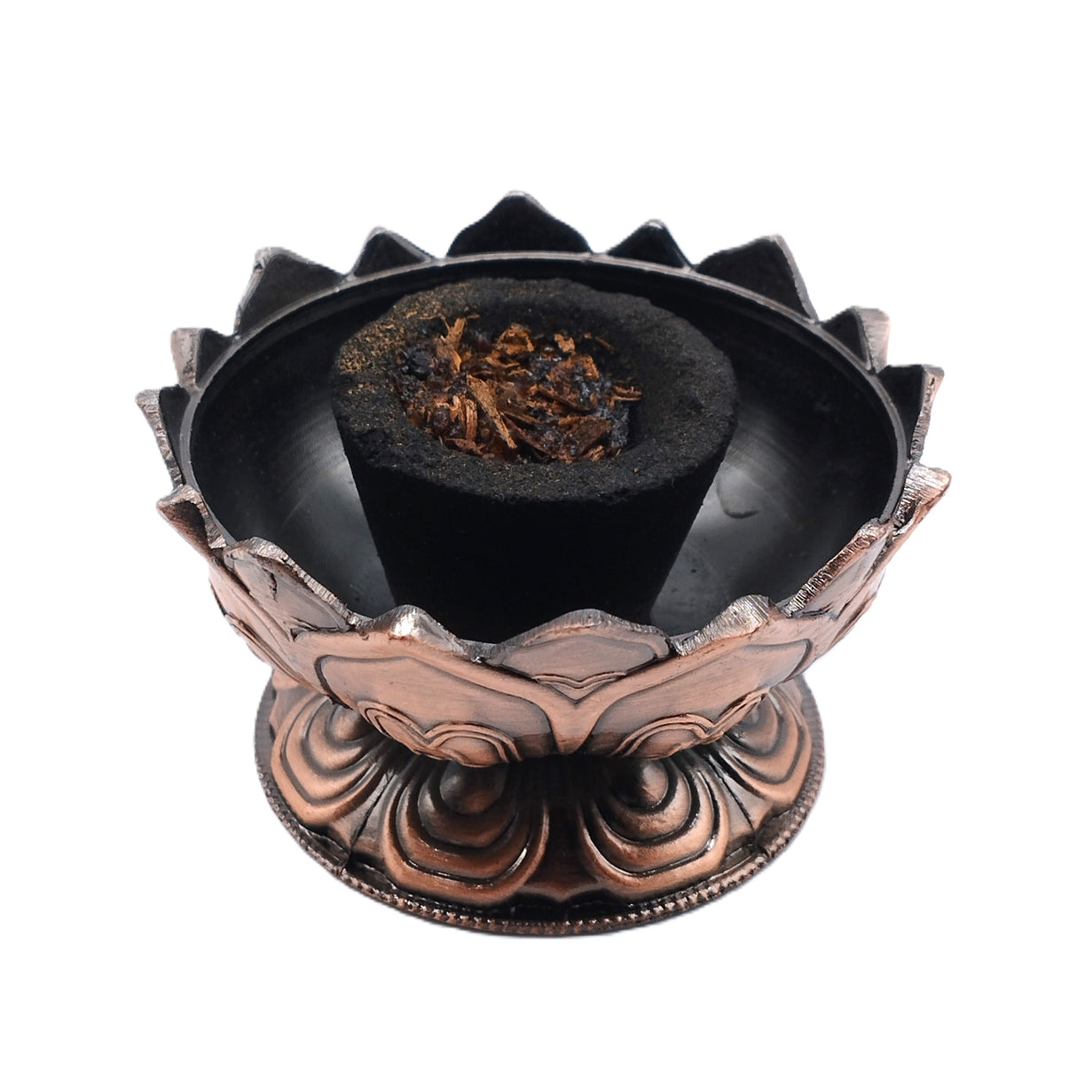 Räuchergefäß Lotus mit Deckel für Räucherkegel und Smudge Cups