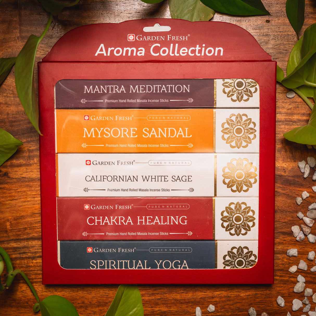 Räucherstäbchen Geschenk Set - 5 Aromen natürliches Räucherwerk indische Nag Champa Stäbchen zum verschenken