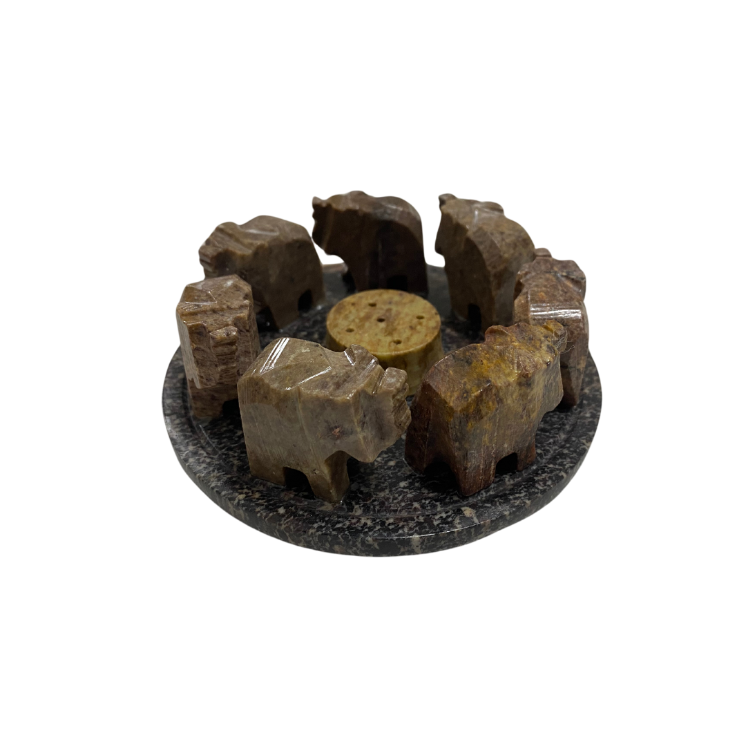 Räucherstäbchenhalter Elefanten rund aus Speckstein