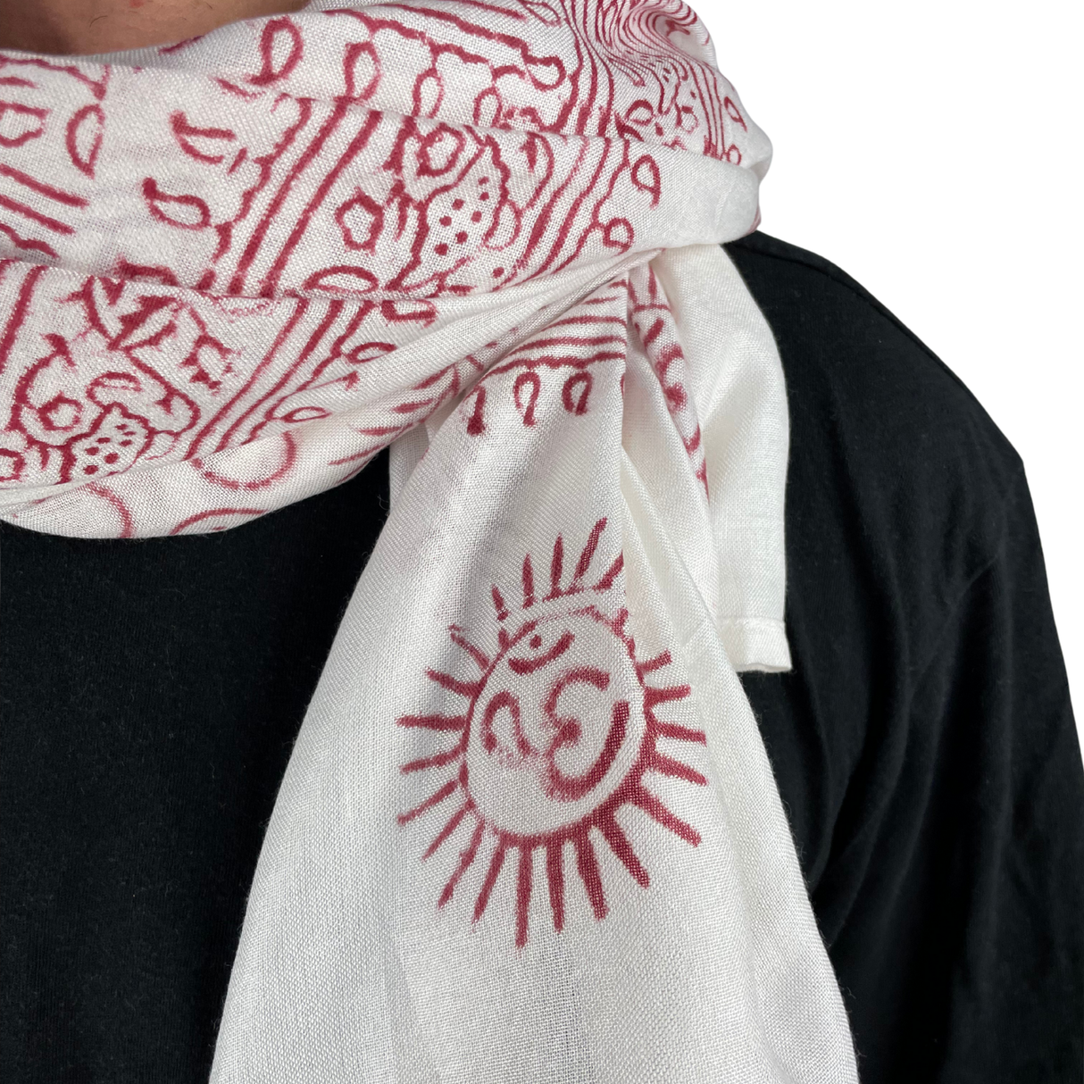 Ram Nami Tibetischer Glücksschal Weiß Rot