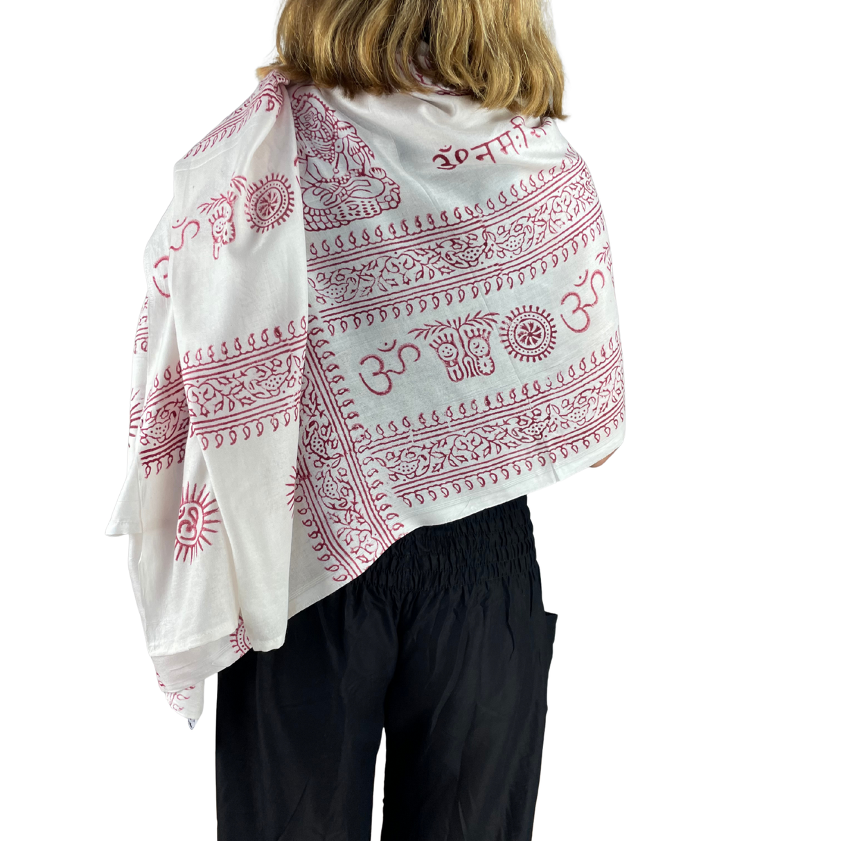 Ram Nami Tibetischer Glücksschal Weiß Rot