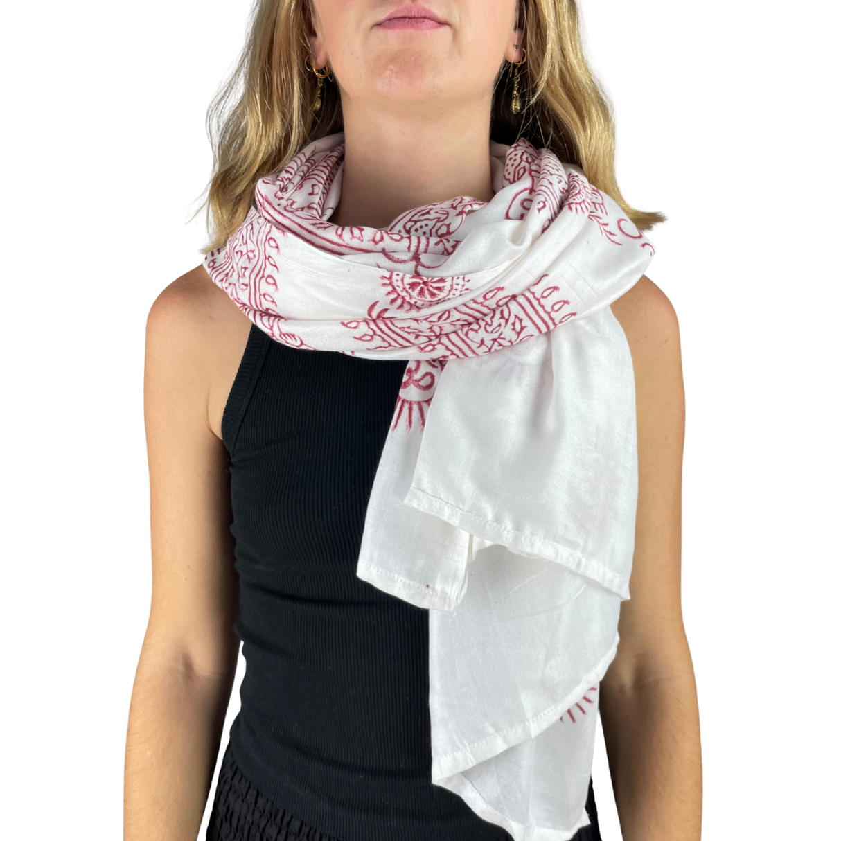 Ram Nami Tibetischer Glücksschal Weiß Rot