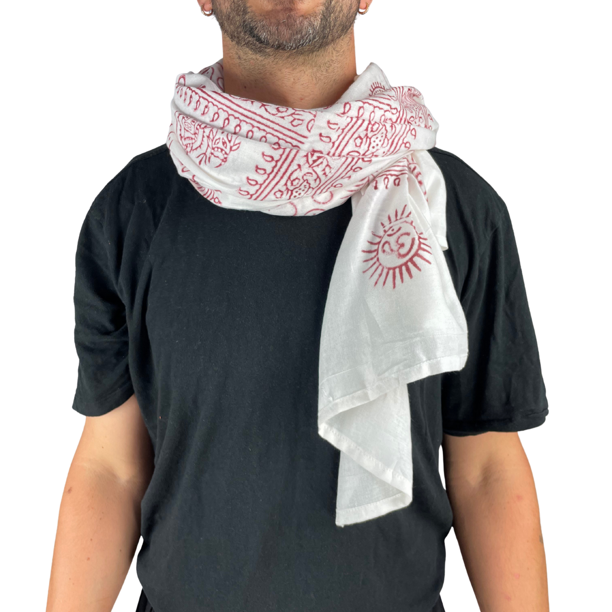 Ram Nami Tibetischer Glücksschal Weiß Rot