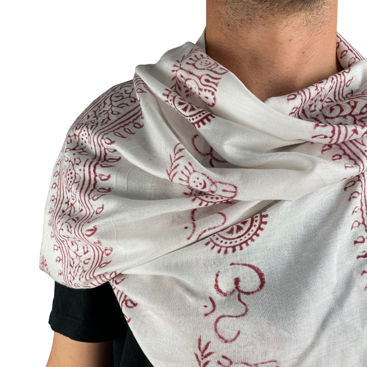 Ram Nami Tibetischer Glücksschal Weiß Rot