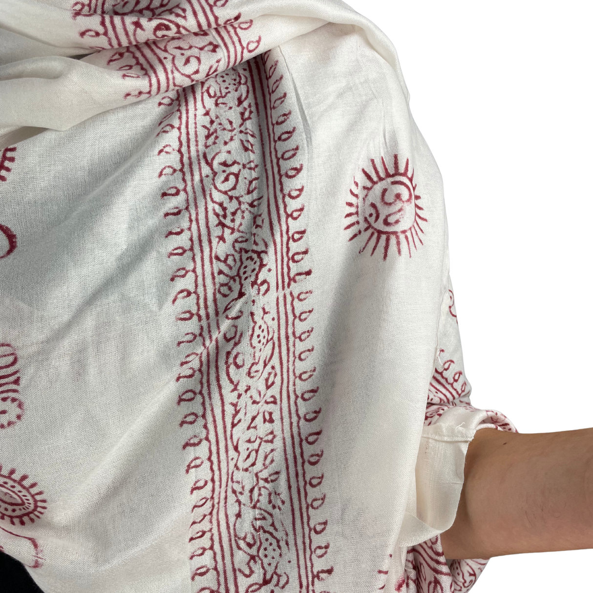 Ram Nami Tibetischer Glücksschal Weiß Rot