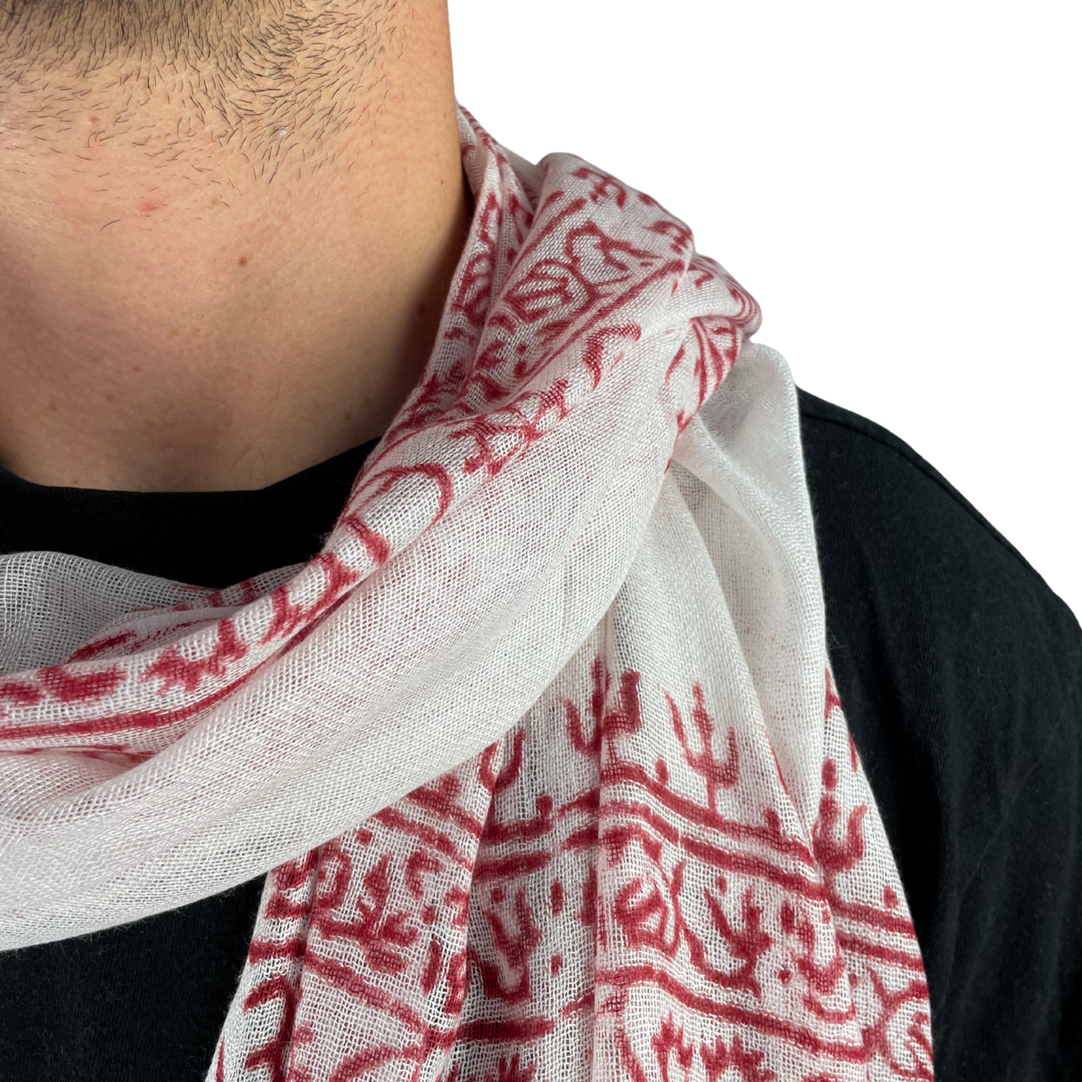 Ram Nami Tibetischer Glücksschal Weiß Rot