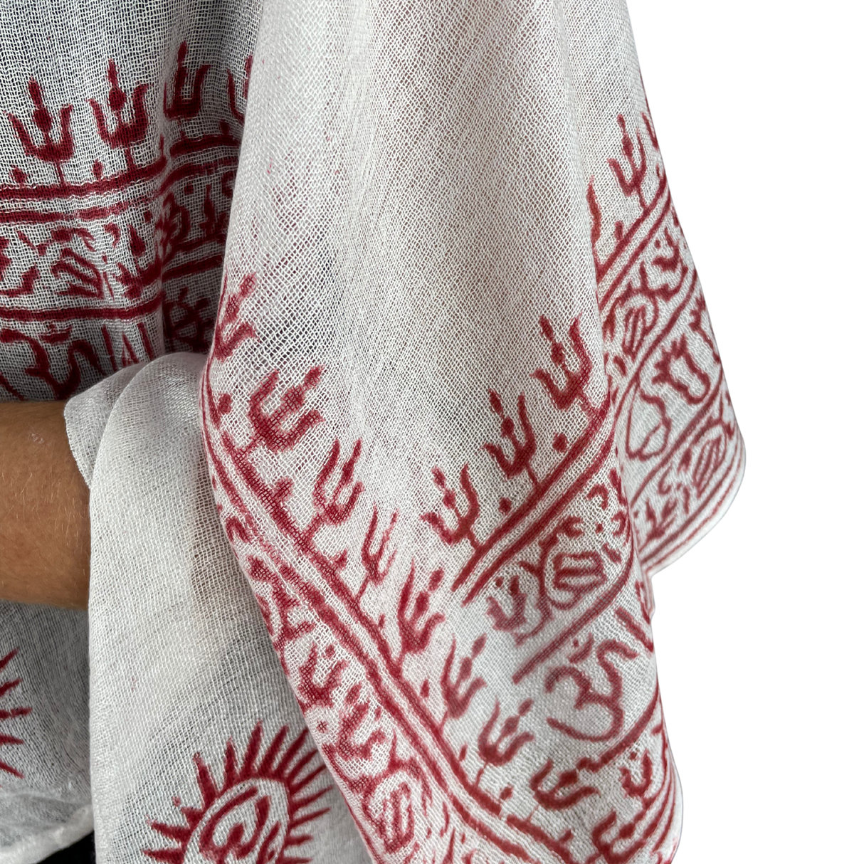 Ram Nami Tibetischer Glücksschal Weiß Rot