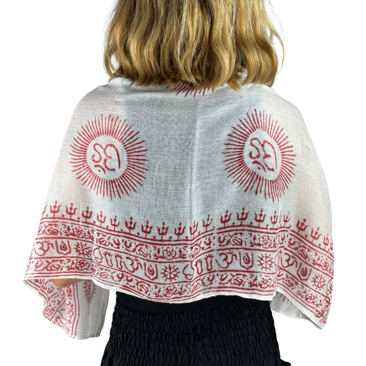 Ram Nami Tibetischer Glücksschal Weiß Rot