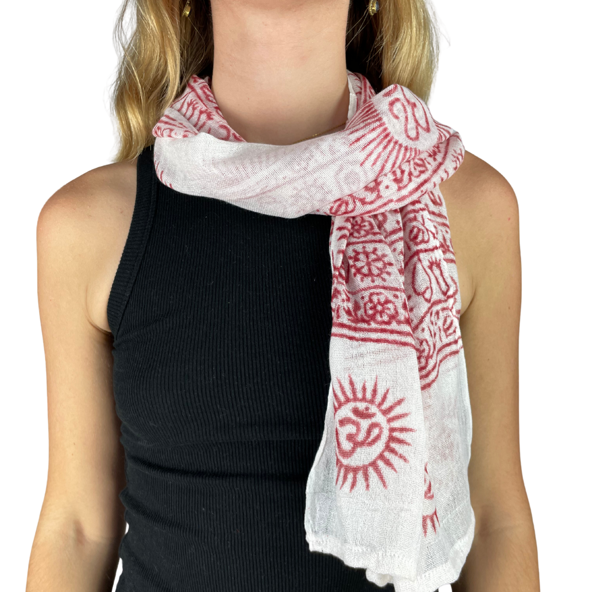 Ram Nami Tibetischer Glücksschal Weiß Rot