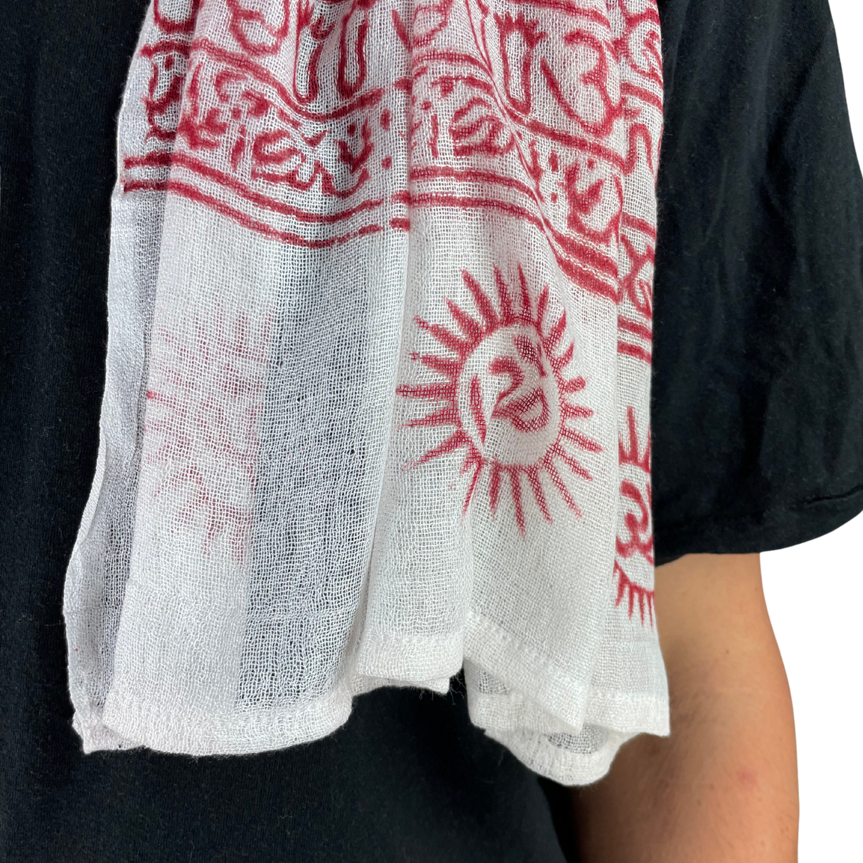 Ram Nami Tibetischer Glücksschal Weiß Rot