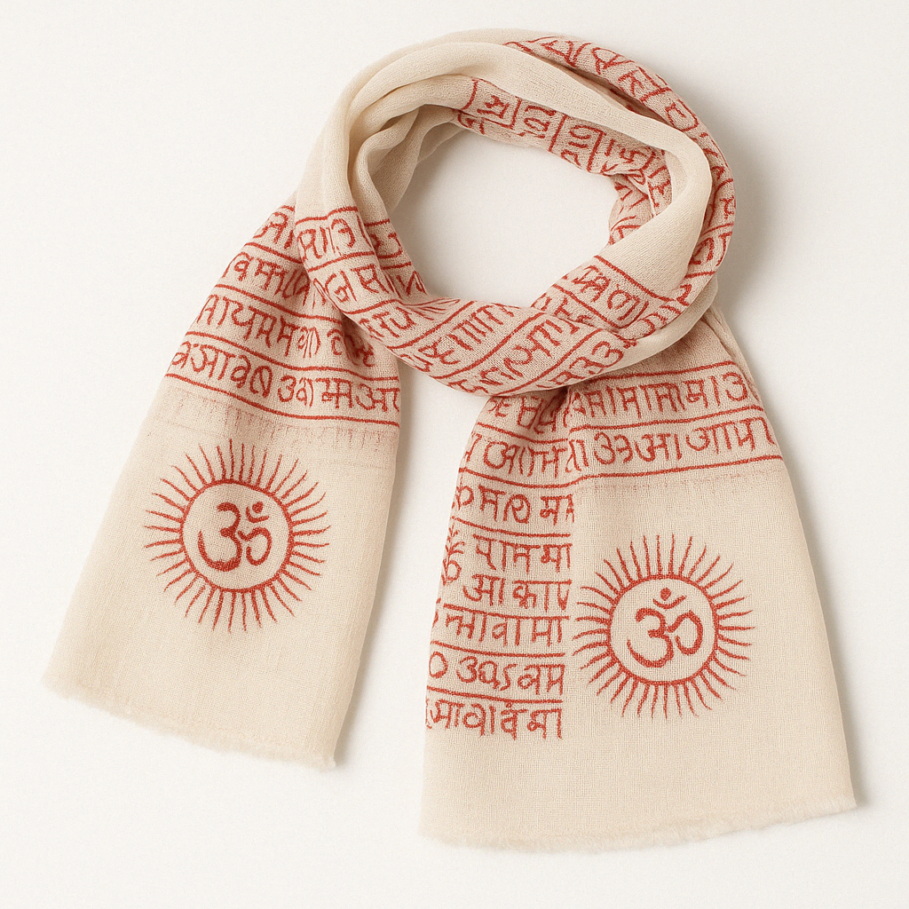 Ram Nami Tibetischer Glücksschal Weiß Rot