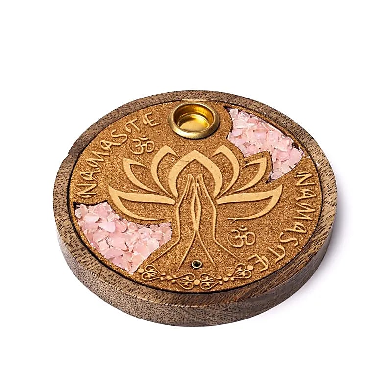 Räucherstäbchen- & Kegelhalter Namaste Rosenquarz