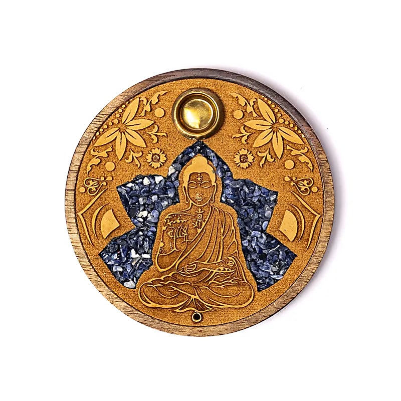 Räucherstäbchen- & Kegelhalter Buddha Sodalith