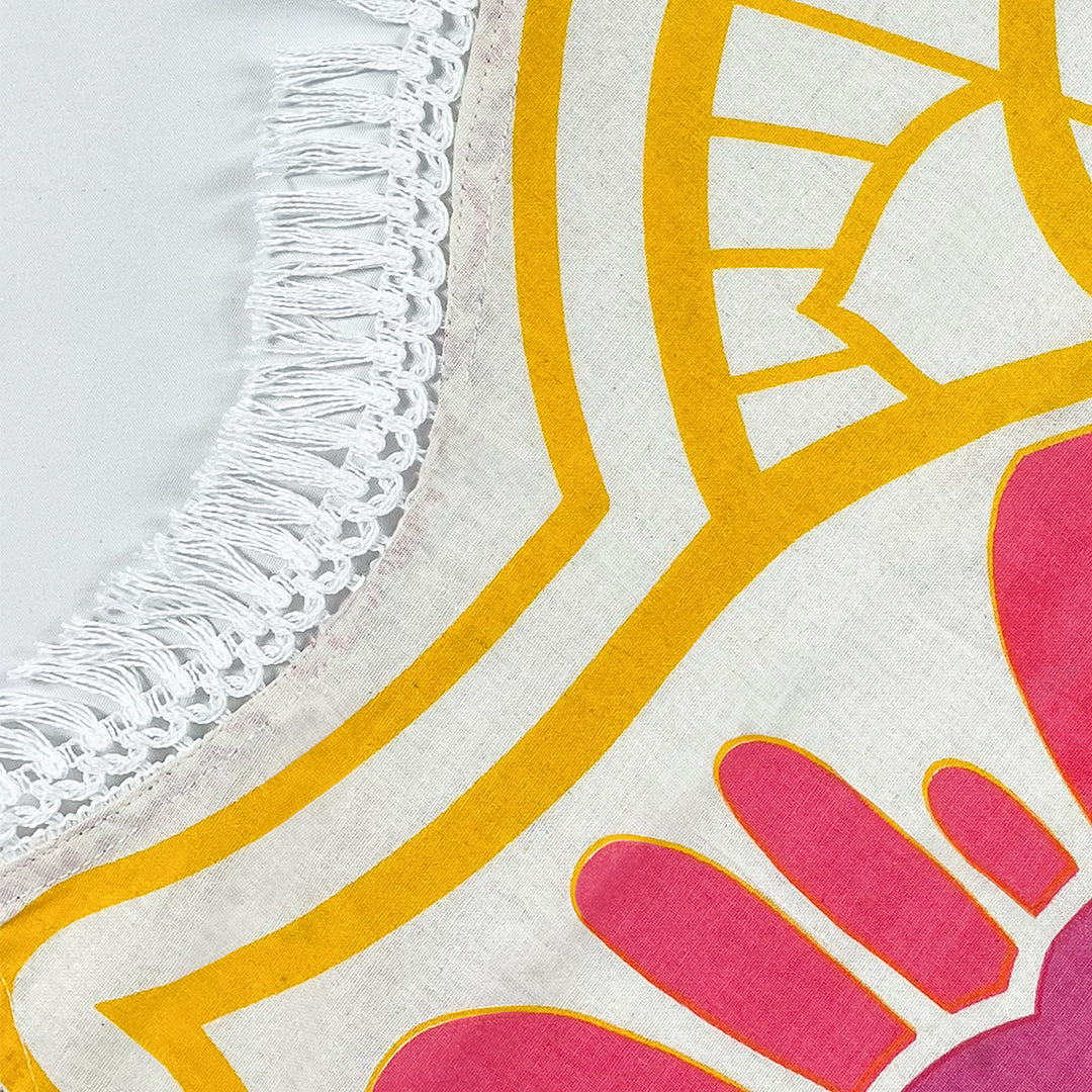 Rundes Mandala Tuch Lotus rosa gelb