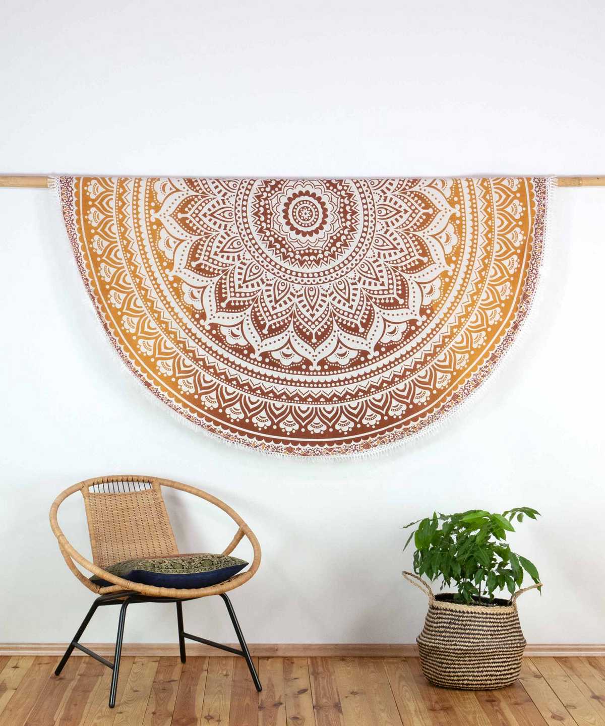 Rundes Mandala Tuch Ombre ocker braun - ca. 185 cm