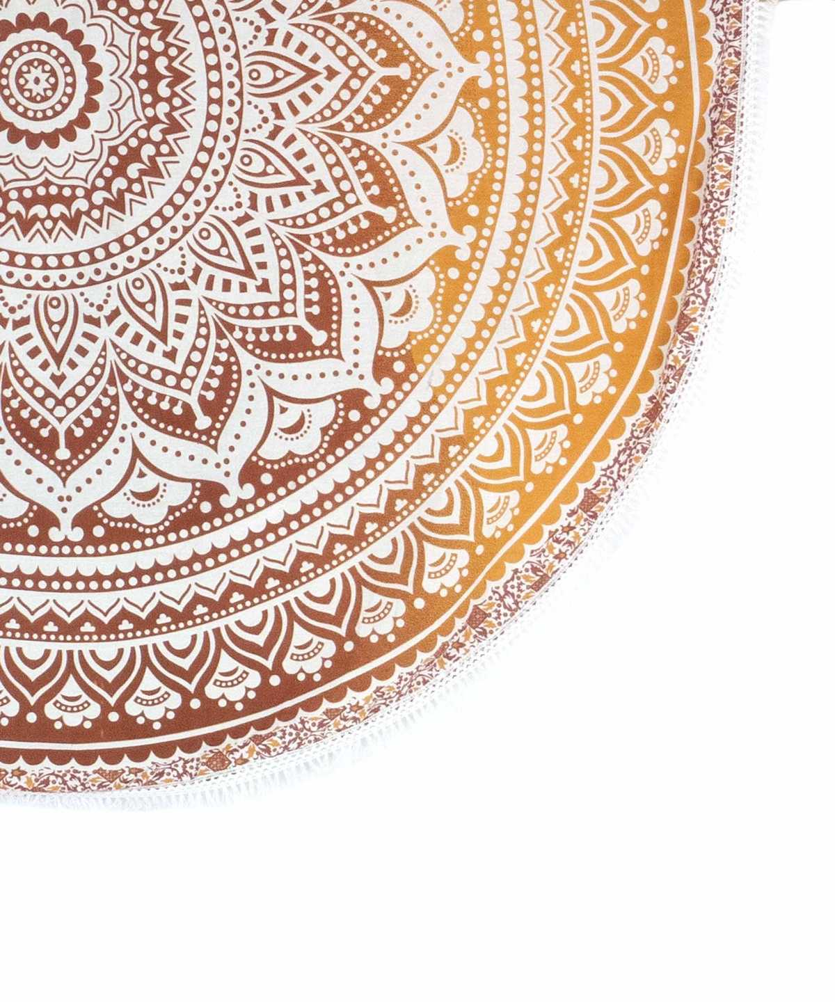 Rundes Mandala Tuch Ombre ocker braun - ca. 185 cm