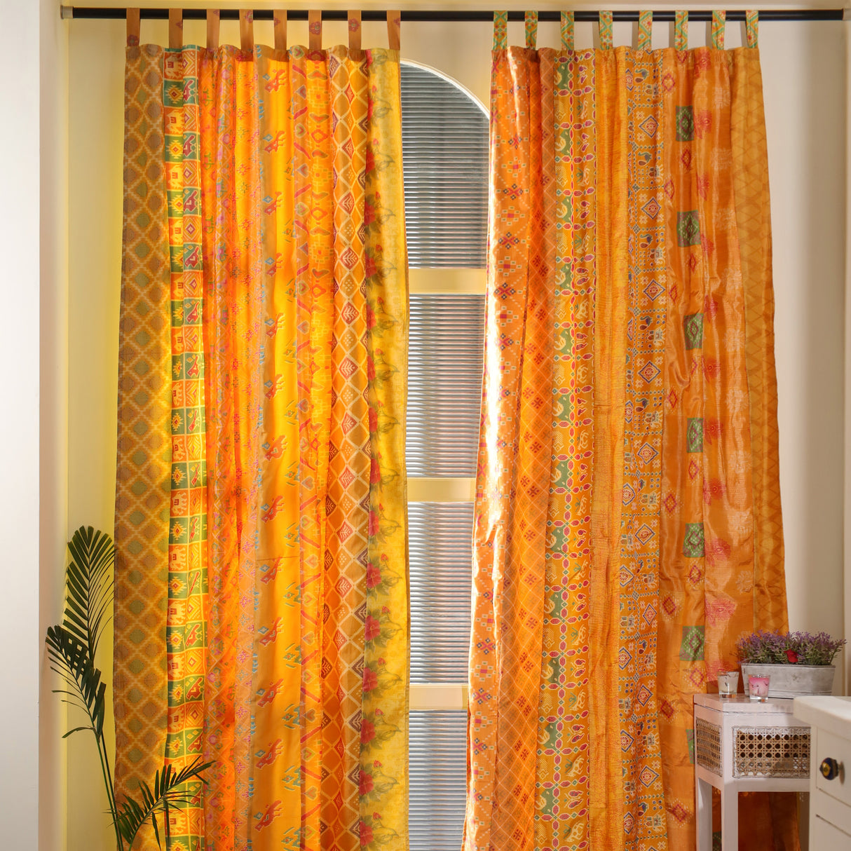 Sari Vorhang Gelb - 2-teilig Patchwork Gardinen