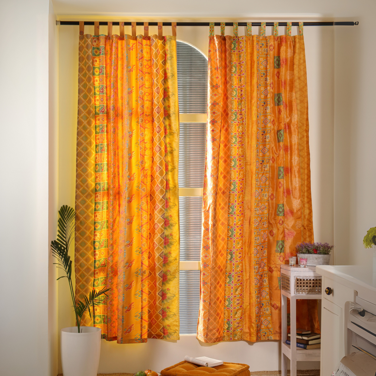 Sari Vorhang Gelb - 2-teilig Patchwork Gardinen