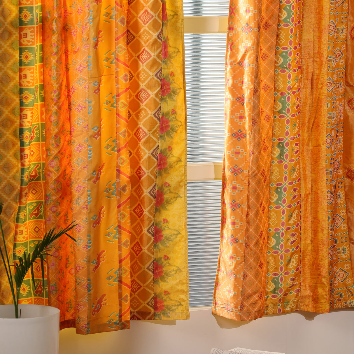 Sari Vorhang Gelb - 2-teilig Patchwork Gardinen