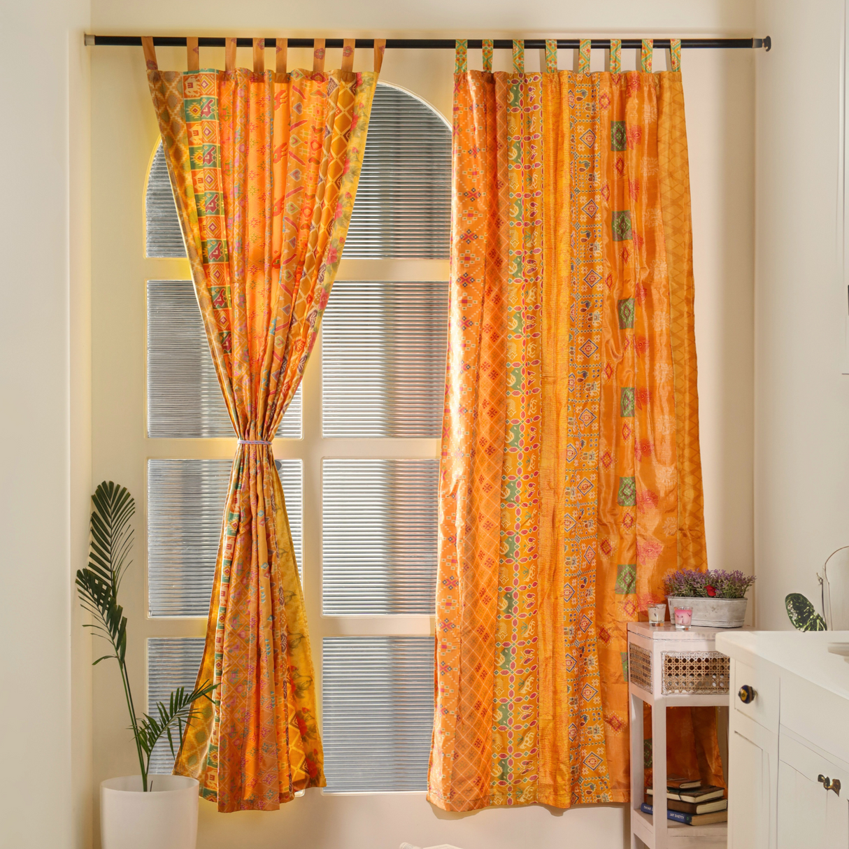 Sari Vorhang Gelb - 2-teilig Patchwork Gardinen