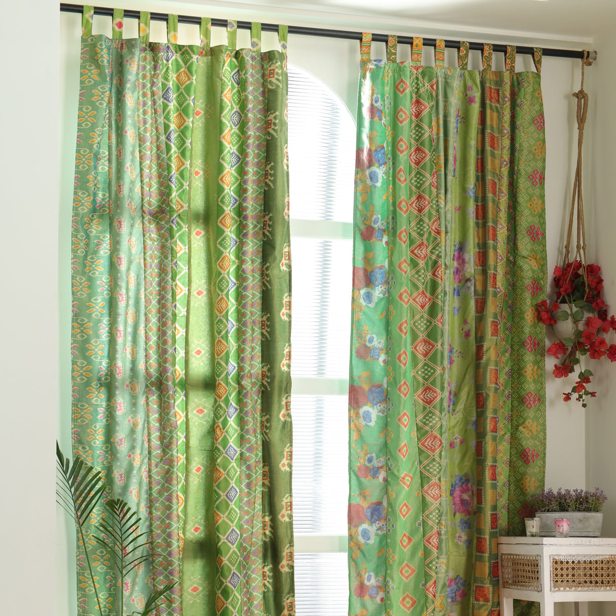 Sari Vorhang Grün - 2-teilig Patchwork Gardinen