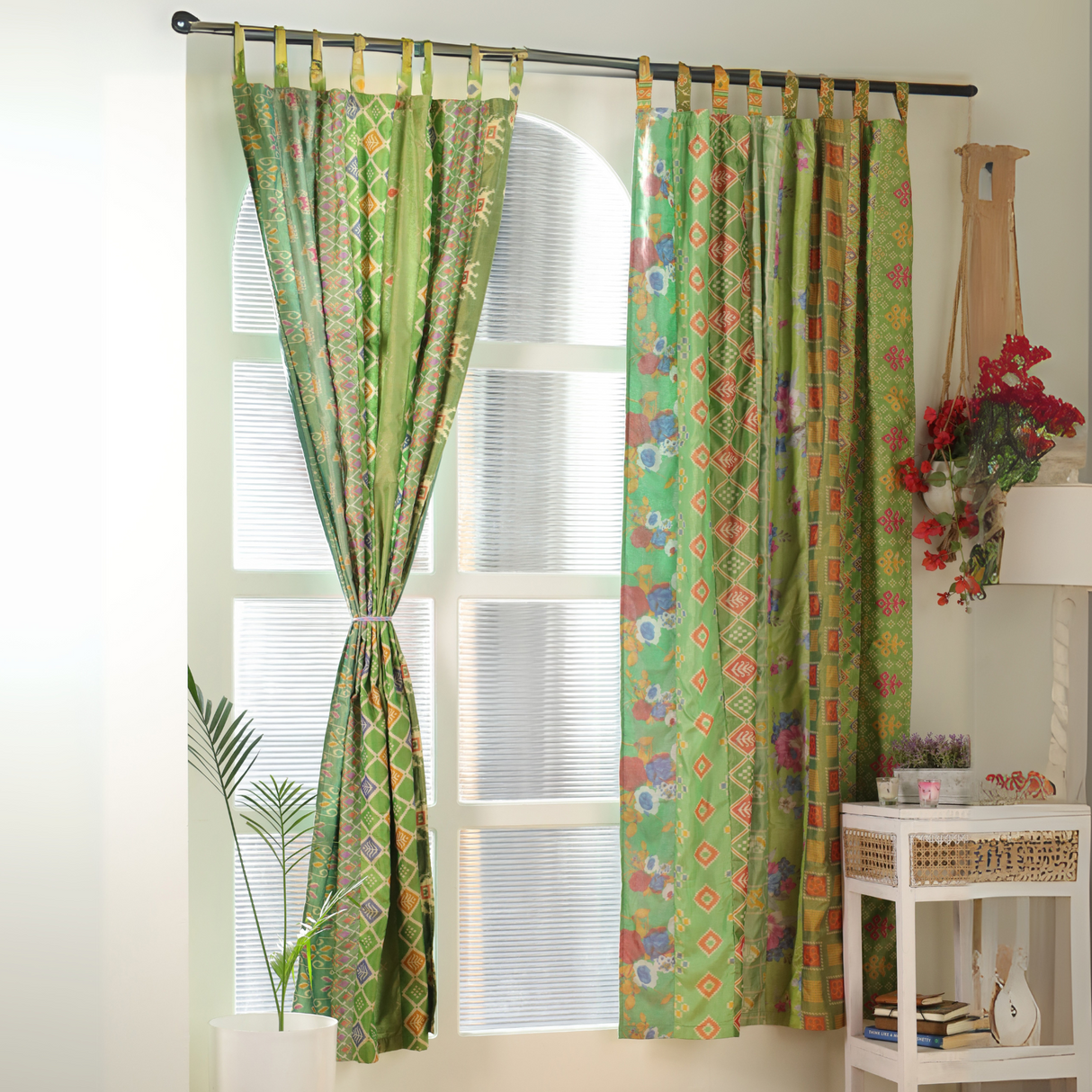 Sari Vorhang Grün - 2-teilig Patchwork Gardinen