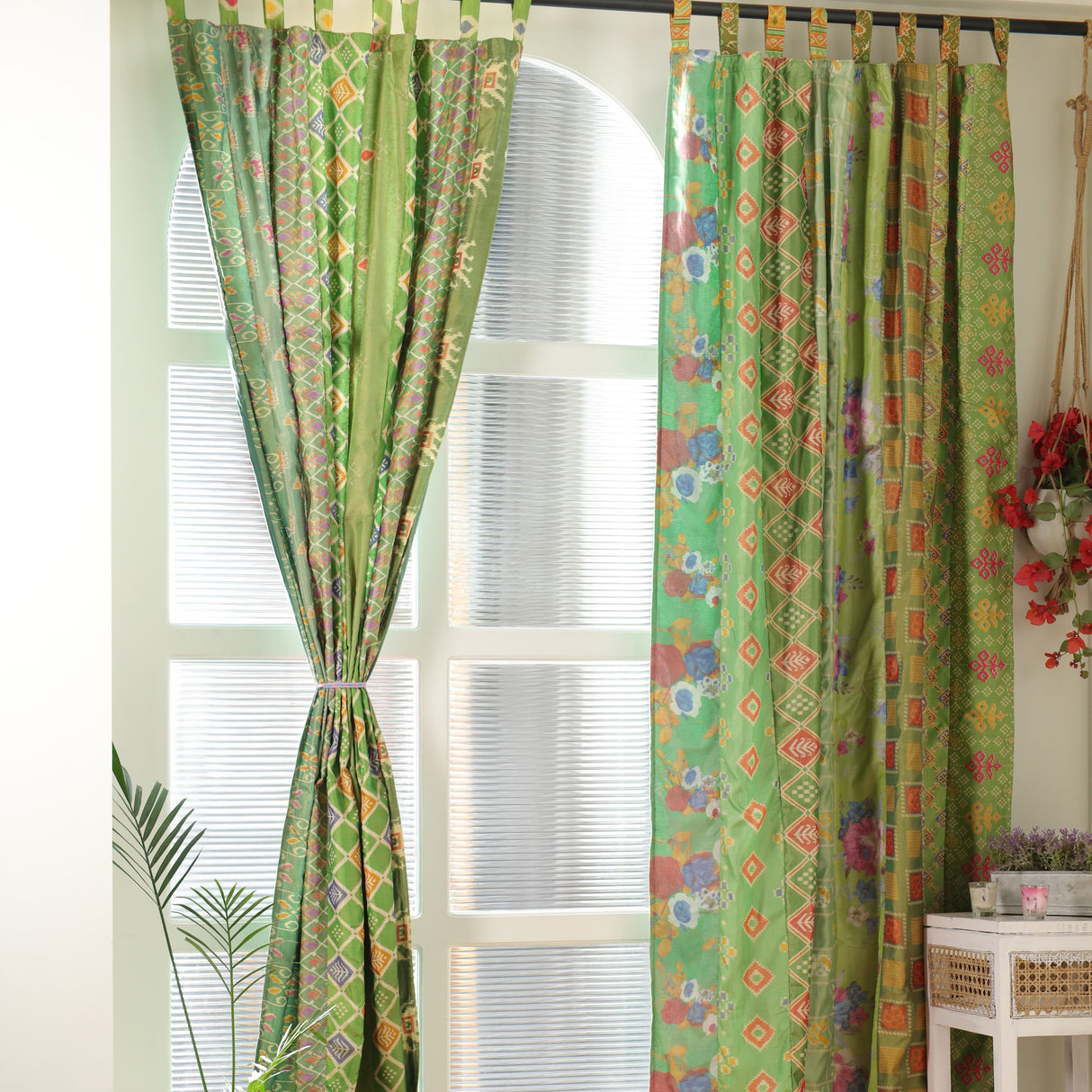 Sari Vorhang Grün - 2-teilig Patchwork Gardinen