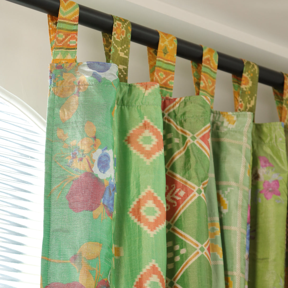 Sari Vorhang Grün - 2-teilig Patchwork Gardinen