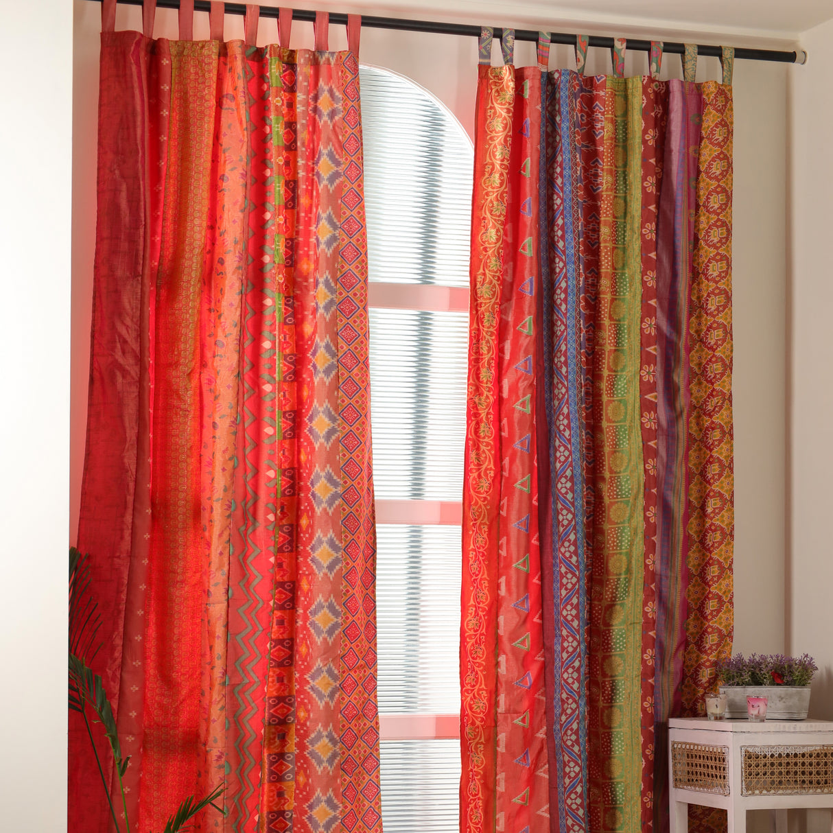 Sari Vorhang Rot - 2-teilig Patchwork Gardinen