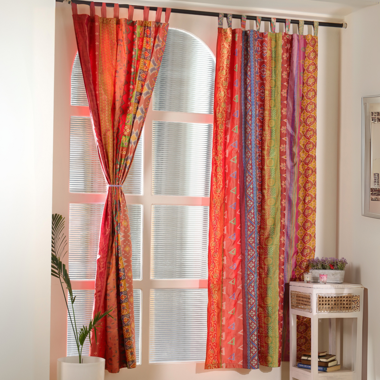 Sari Vorhang Rot - 2-teilig Patchwork Gardinen