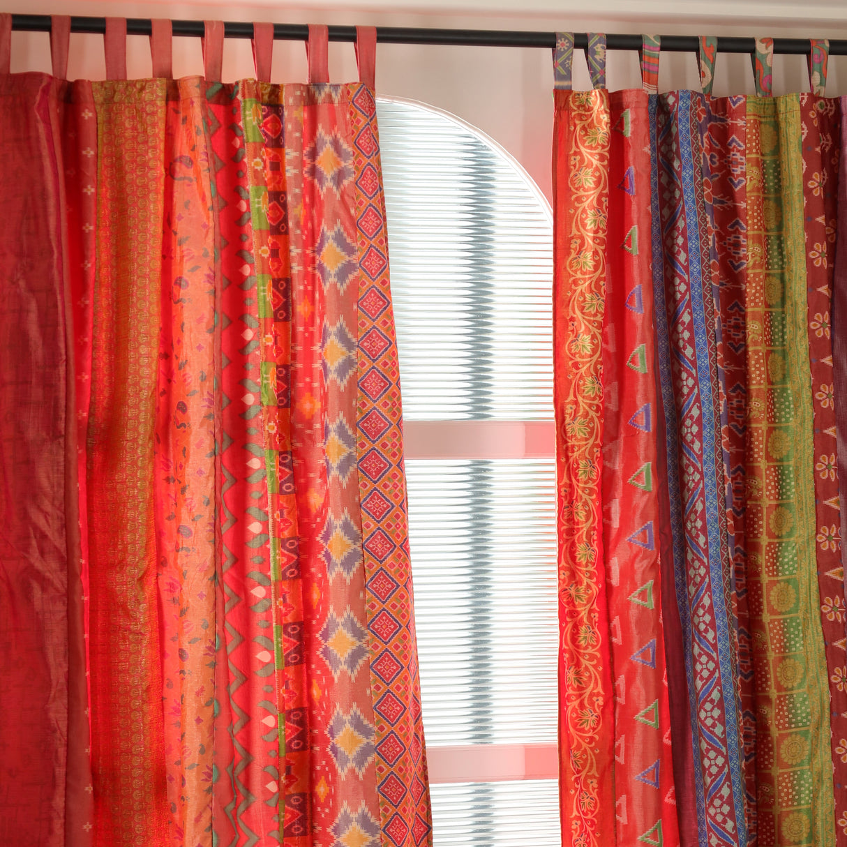 Sari Vorhang Rot - 2-teilig Patchwork Gardinen