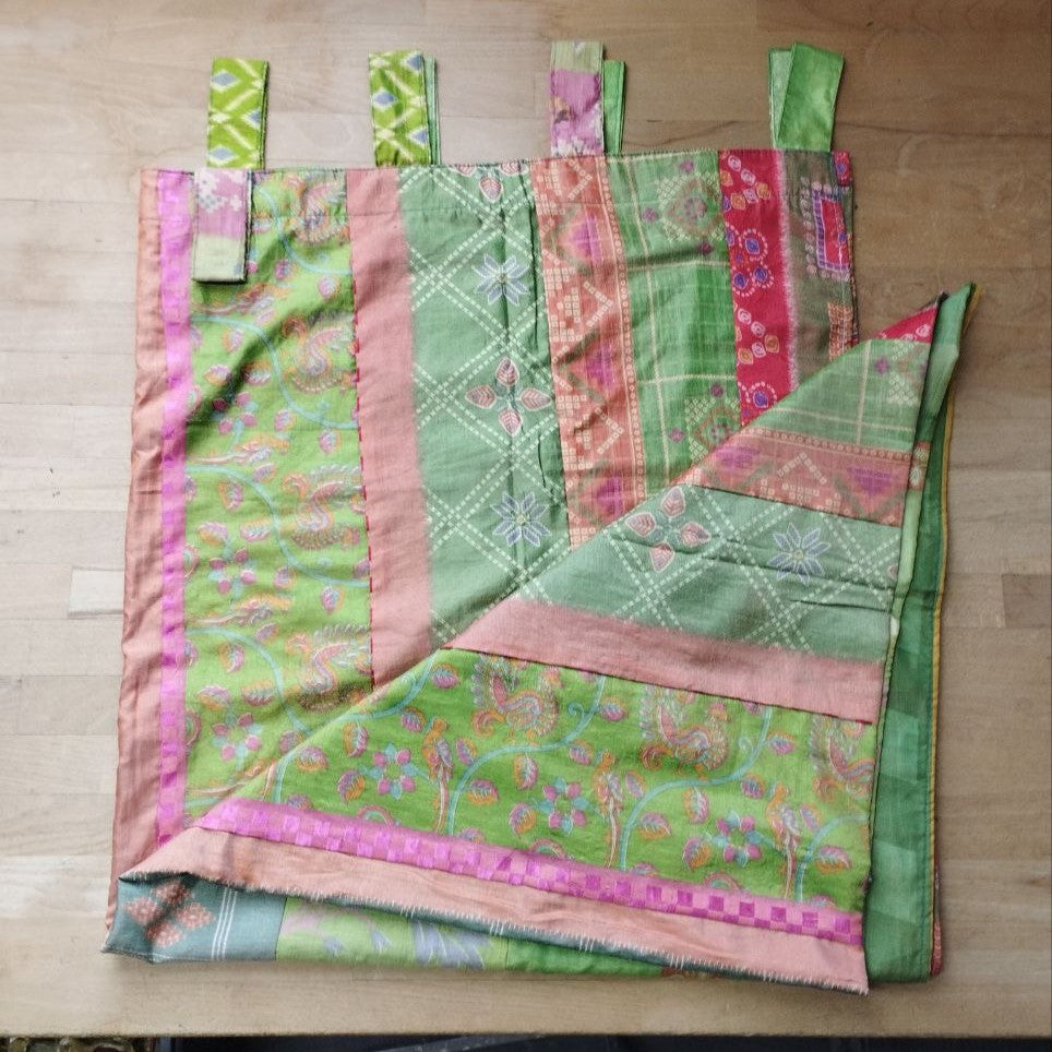 B- Ware Sari- Vorhang Grün 230 x 110 cm