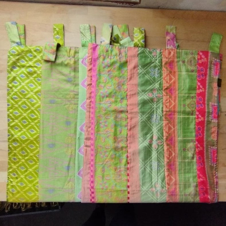 B- Ware Sari- Vorhang Grün 230 x 110 cm