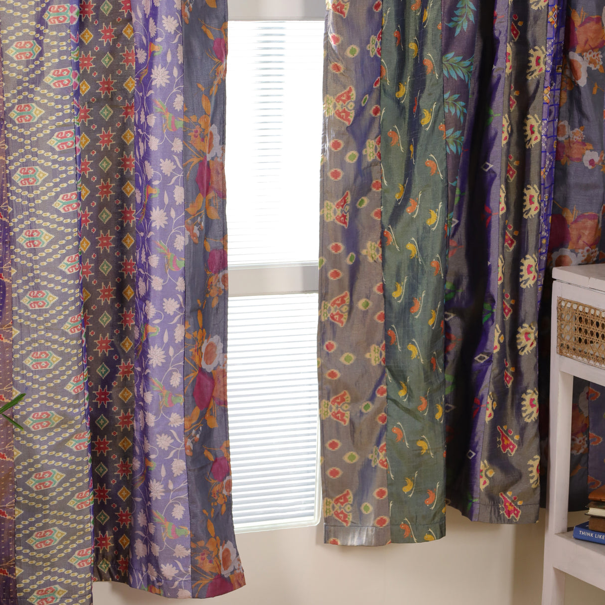 Sari Vorhang Blau - 2-teilig Patchwork Gardinen