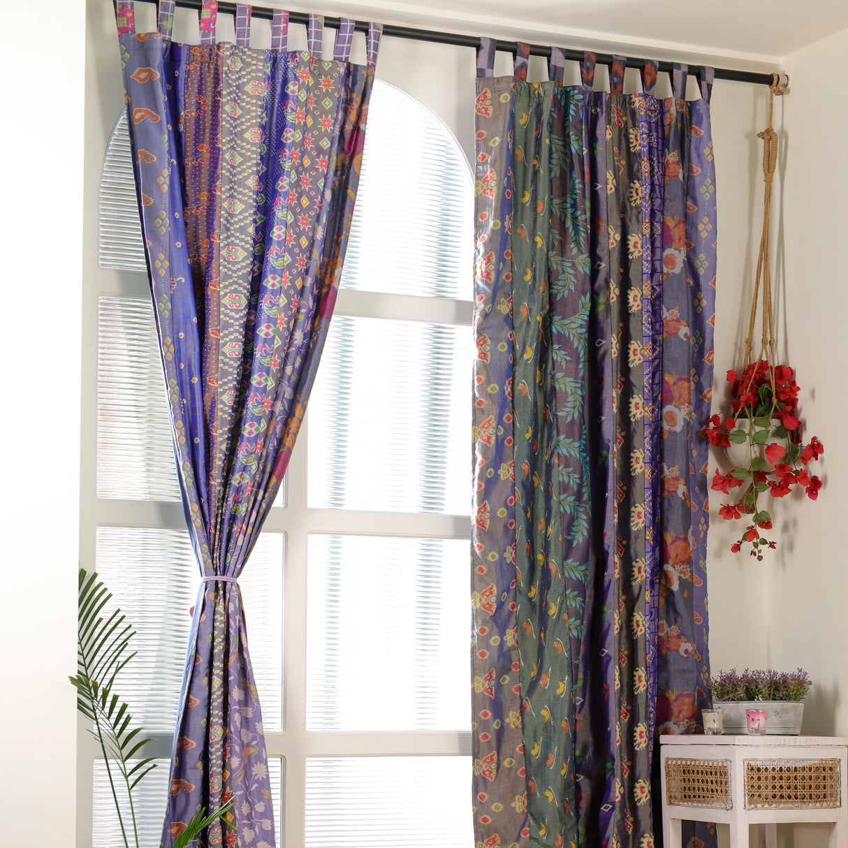 Sari Vorhang Blau - 2-teilig Patchwork Gardinen